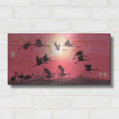 Luxe Metal Art 'Siege of Cranes' by River Han, Metal Wall Art,24x12