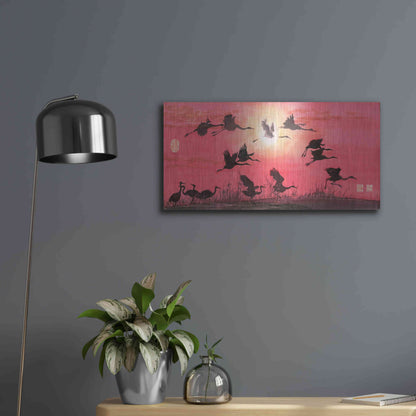 Luxe Metal Art 'Siege of Cranes' by River Han, Metal Wall Art,24x12