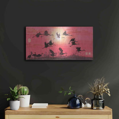 Luxe Metal Art 'Siege of Cranes' by River Han, Metal Wall Art,24x12