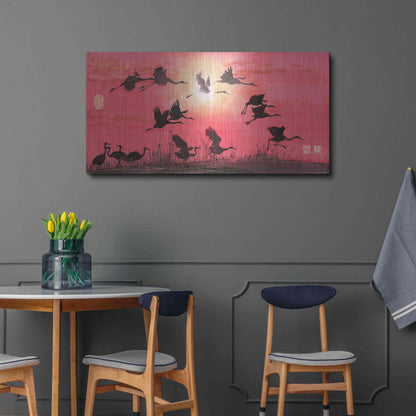 Luxe Metal Art 'Siege of Cranes' by River Han, Metal Wall Art,48x24