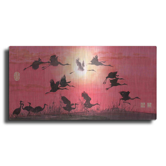 Luxe Metal Art 'Siege of Cranes' by River Han, Metal Wall Art