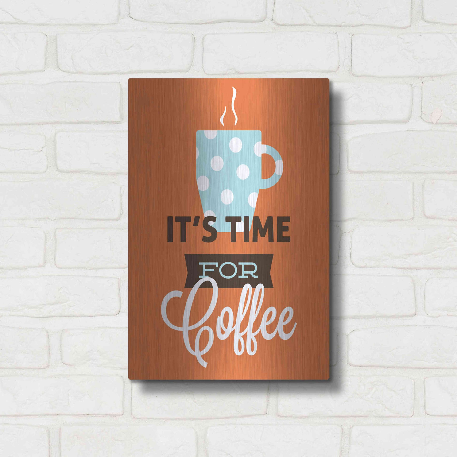 Luxe Metal Art 'Coffee Time (Orange)' by Genesis Duncan, Metal Wall Art,12x16