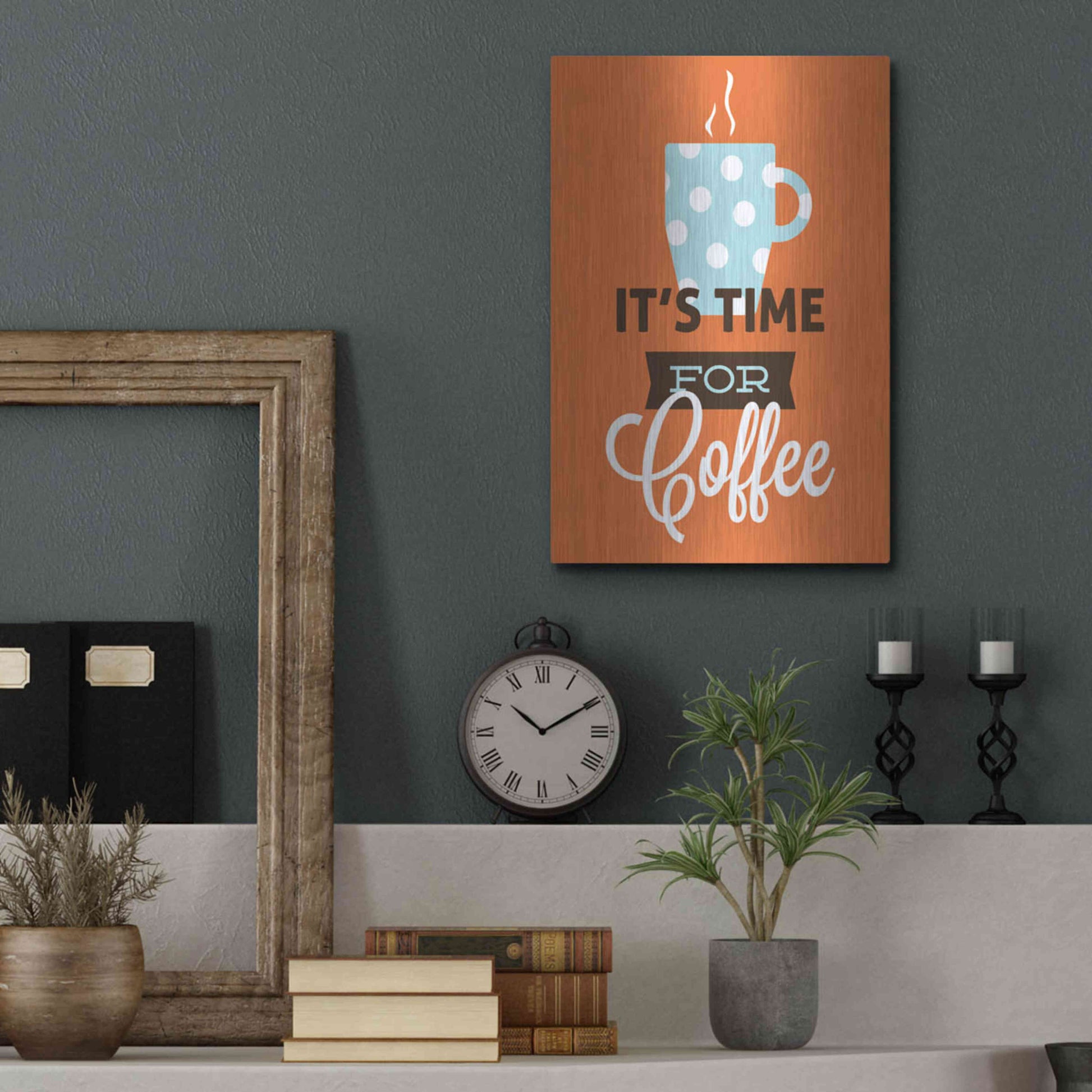 Luxe Metal Art 'Coffee Time (Orange)' by Genesis Duncan, Metal Wall Art,12x16