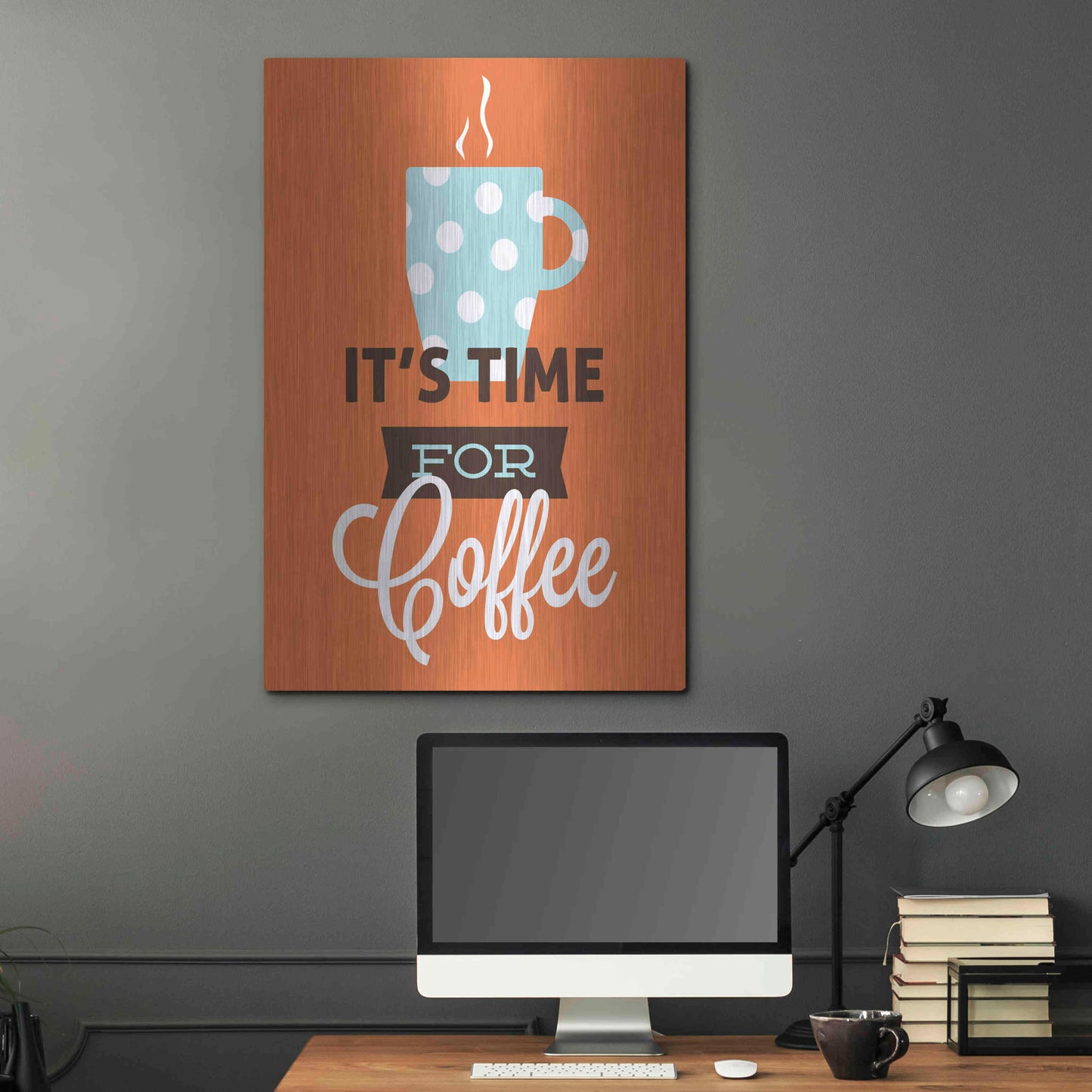 Luxe Metal Art 'Coffee Time (Orange)' by Genesis Duncan, Metal Wall Art,24x36