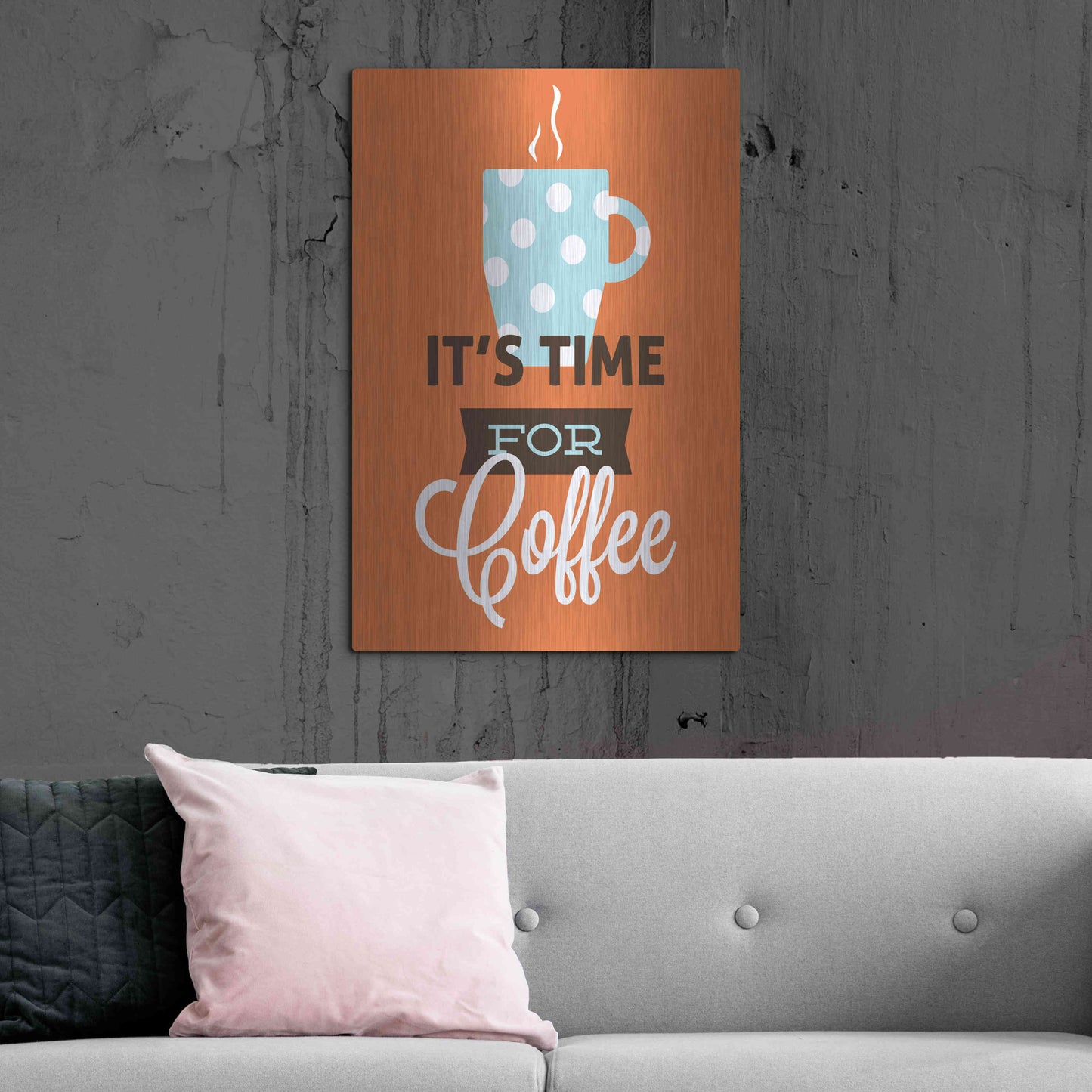 Luxe Metal Art 'Coffee Time (Orange)' by Genesis Duncan, Metal Wall Art,24x36