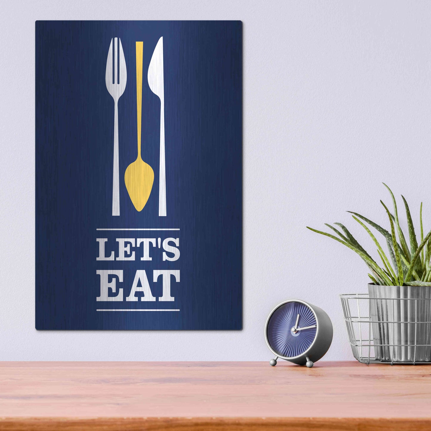 Luxe Metal Art 'Let’s Eat' by Genesis Duncan, Metal Wall Art,12x16