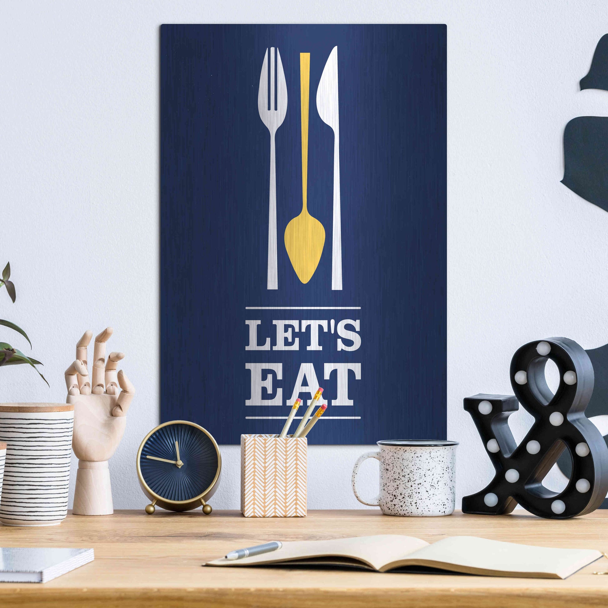 Luxe Metal Art 'Let’s Eat' by Genesis Duncan, Metal Wall Art,12x16