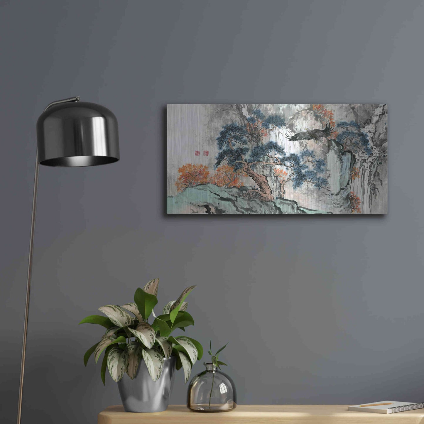 Luxe Metal Art 'Bird's Eye View' by River Han, Metal Wall Art,24x12