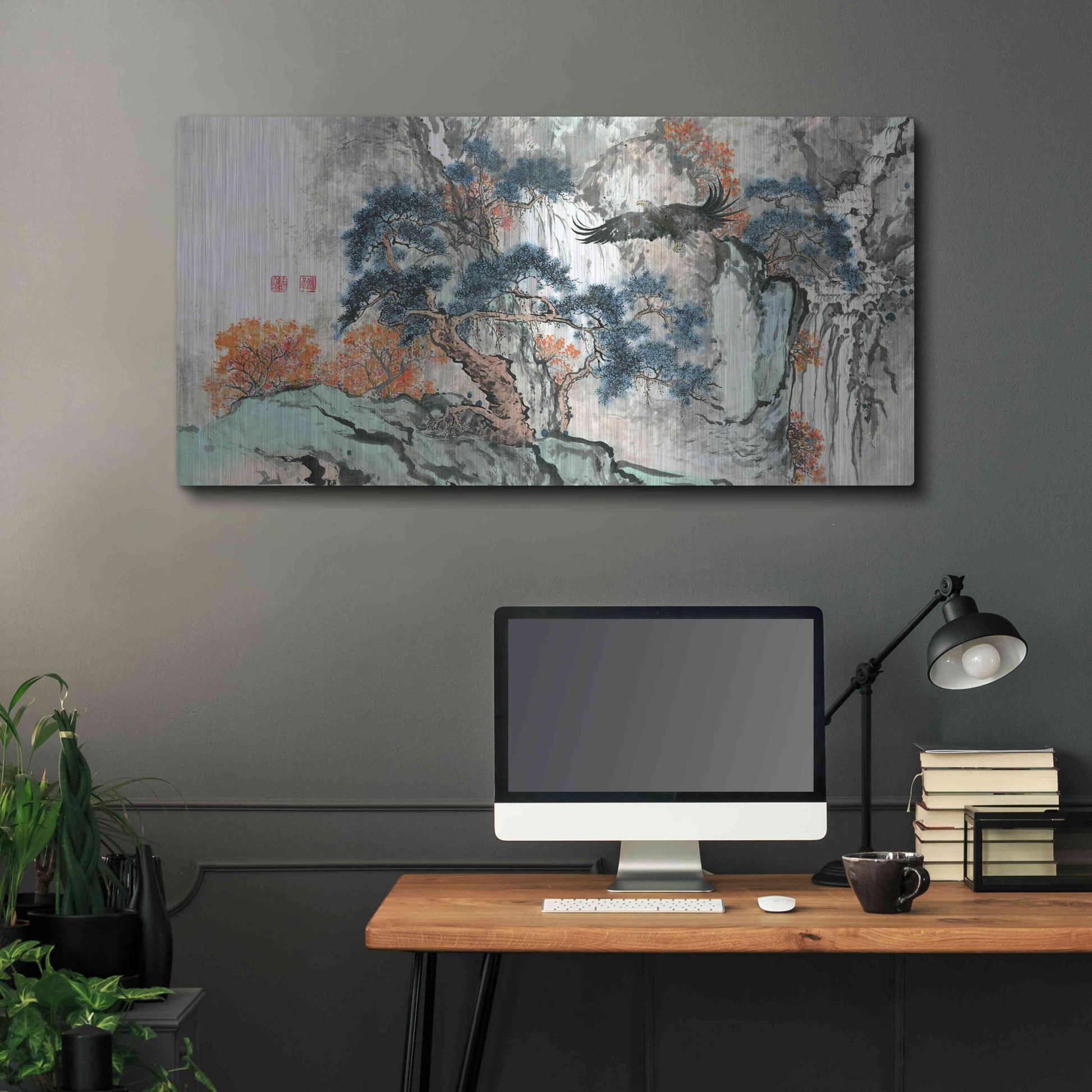 Luxe Metal Art 'Bird's Eye View' by River Han, Metal Wall Art,48x24