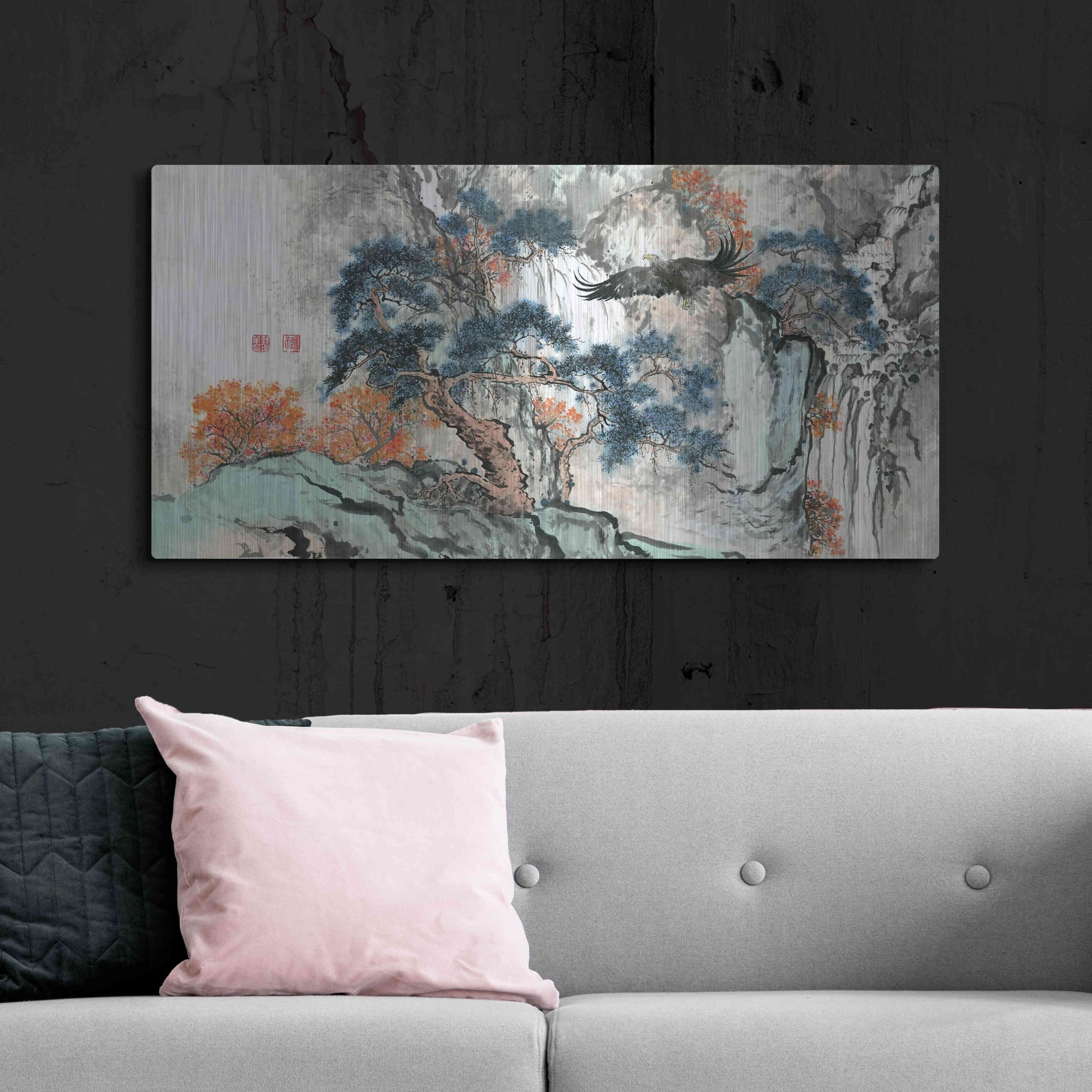 Luxe Metal Art 'Bird's Eye View' by River Han, Metal Wall Art,48x24