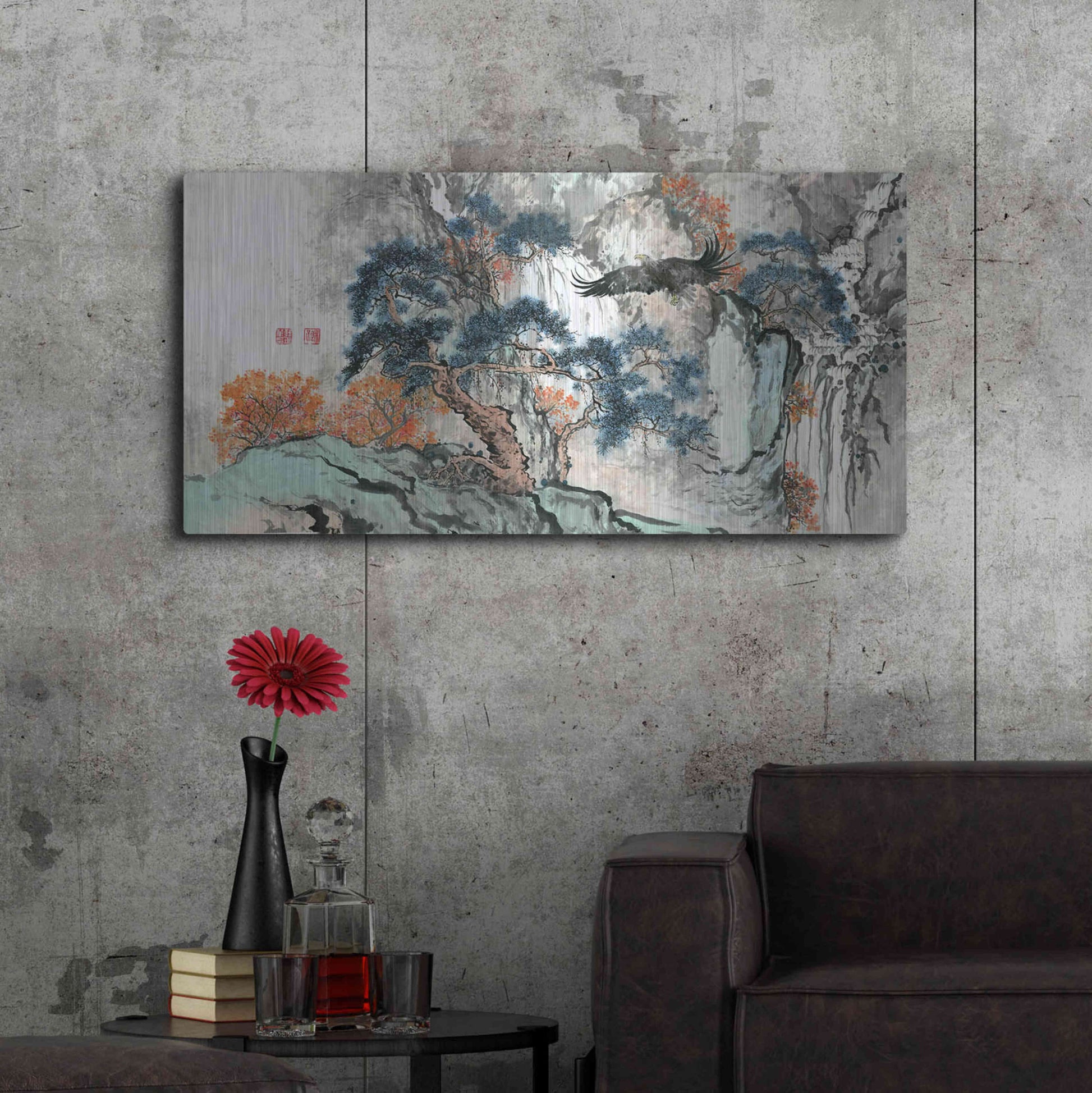 Luxe Metal Art 'Bird's Eye View' by River Han, Metal Wall Art,48x24