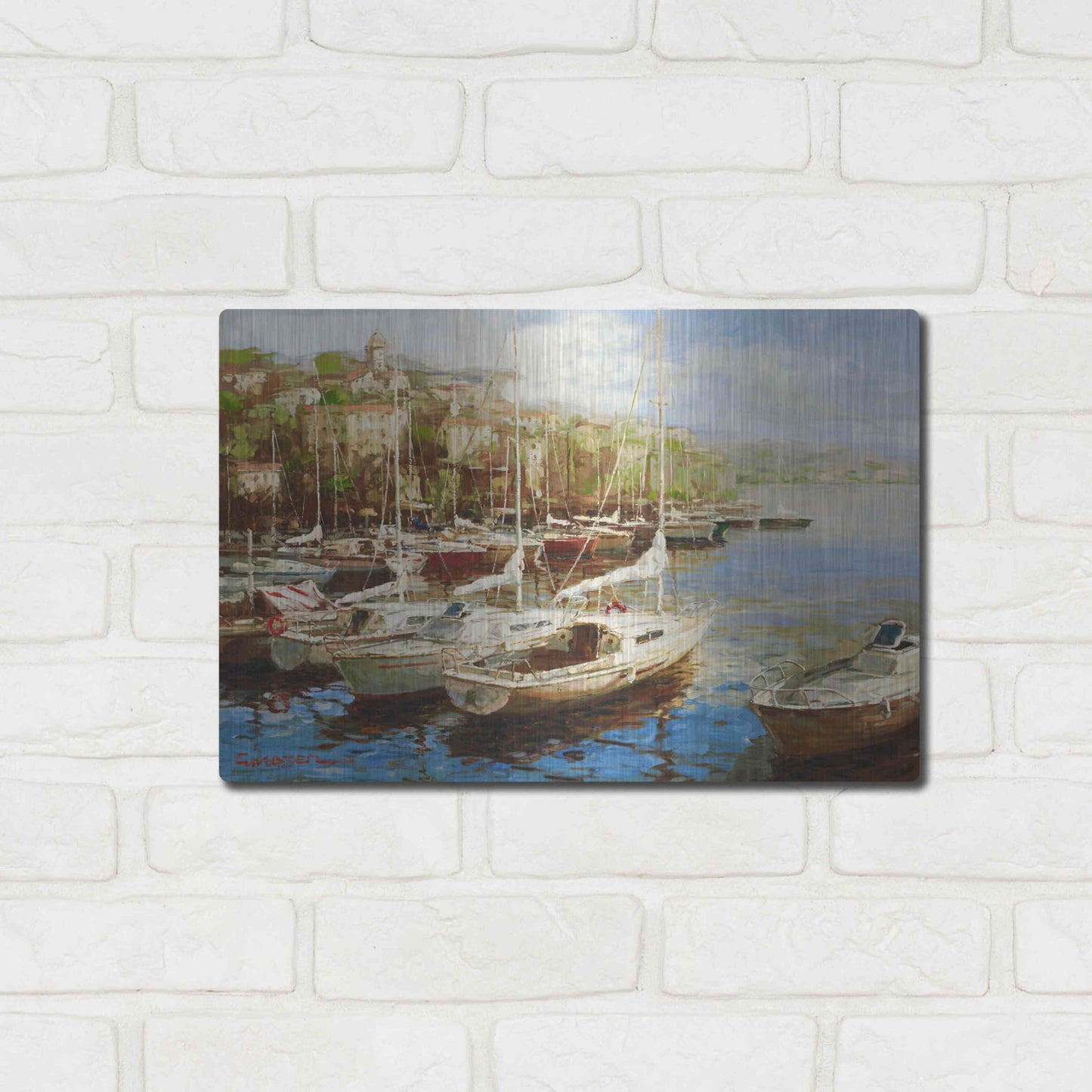 Luxe Metal Art 'Harbor Bay' by Furtesen, Metal Wall Art,16x12