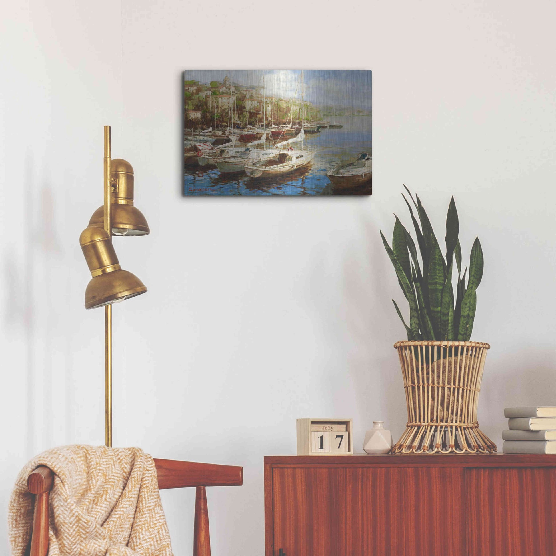 Luxe Metal Art 'Harbor Bay' by Furtesen, Metal Wall Art,24x16