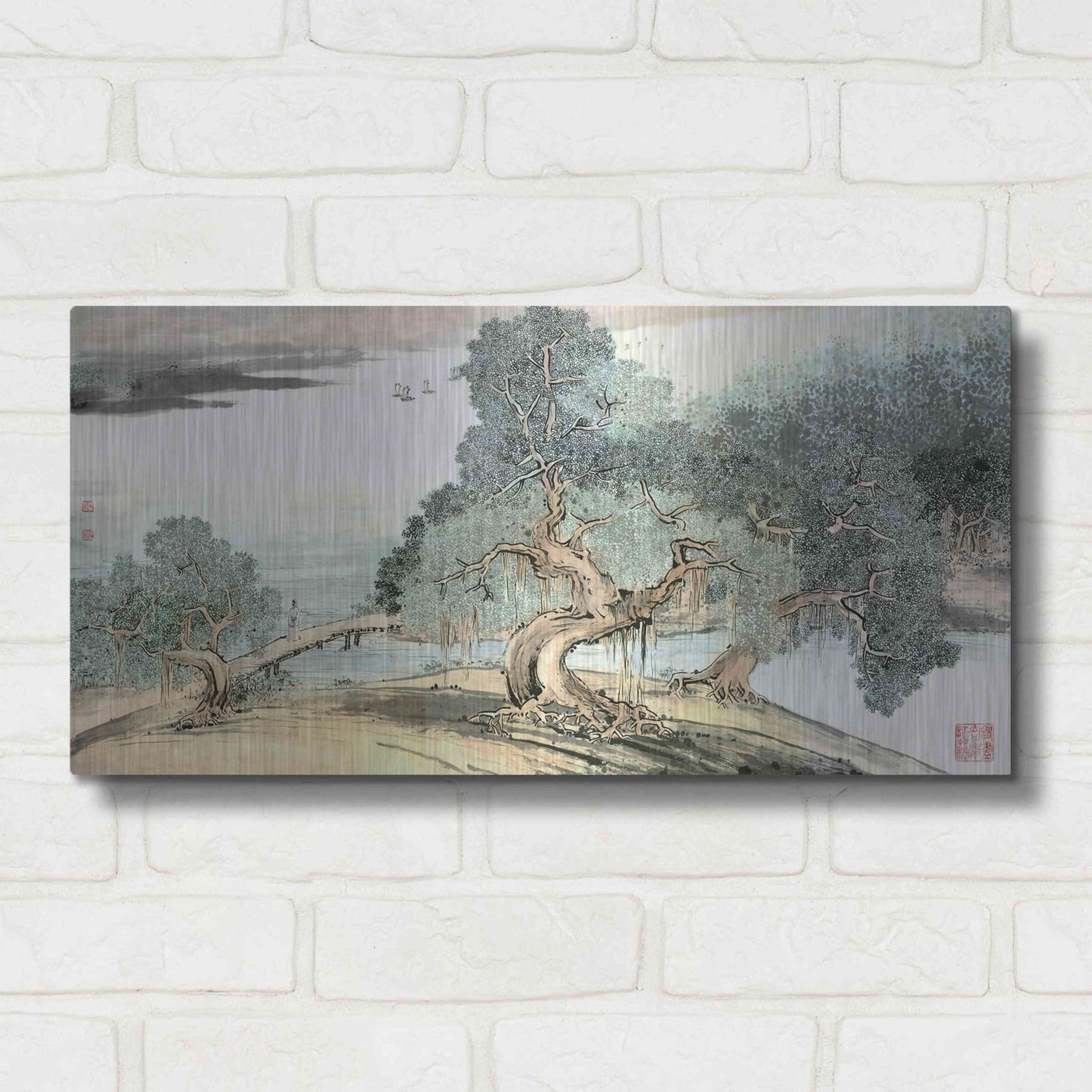 Luxe Metal Art 'A Stroll Along the Riverbank' by River Han, Metal Wall Art,24x12