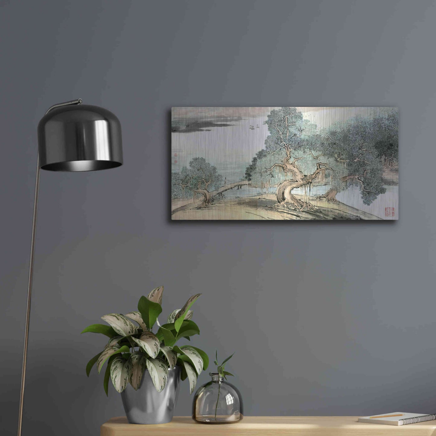 Luxe Metal Art 'A Stroll Along the Riverbank' by River Han, Metal Wall Art,24x12