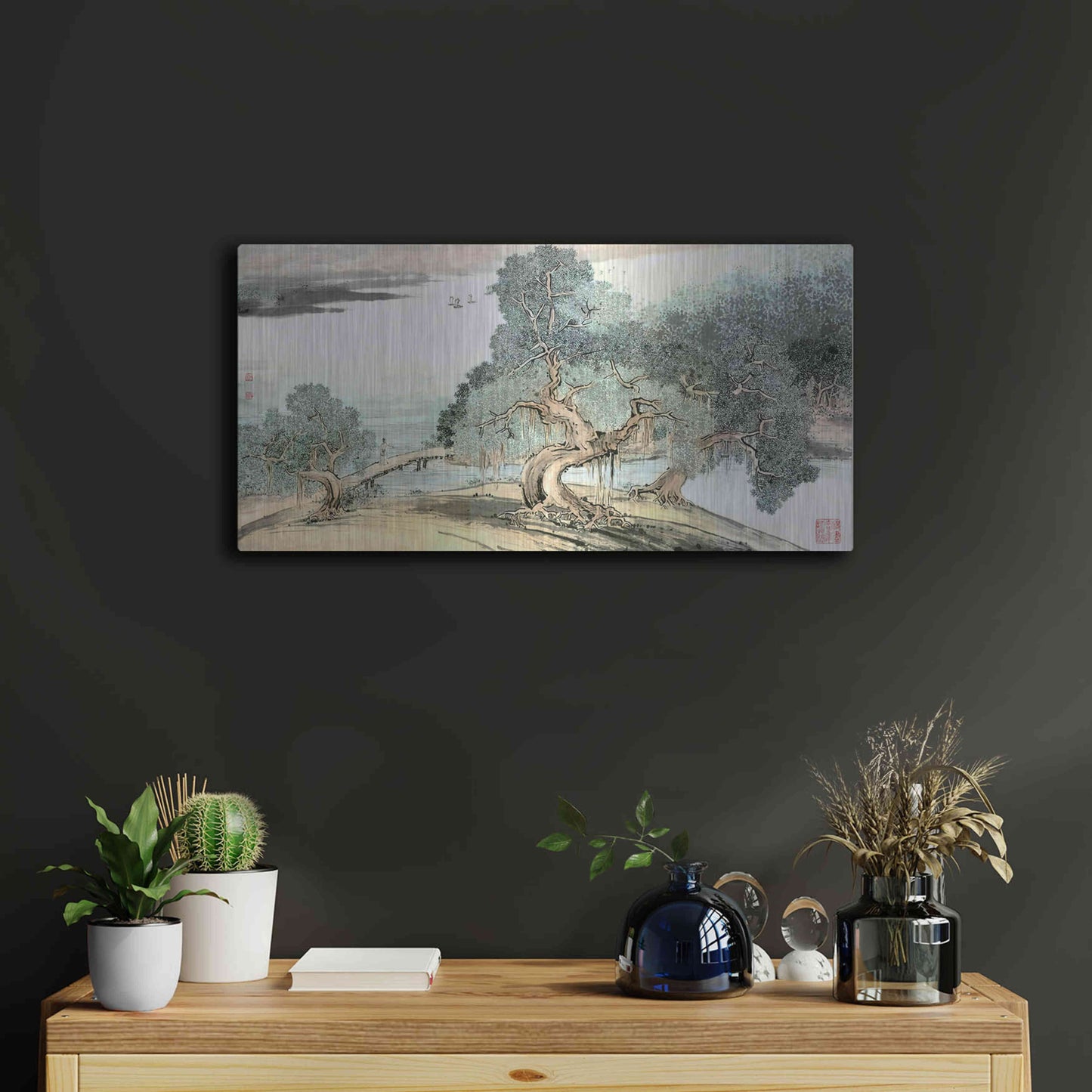 Luxe Metal Art 'A Stroll Along the Riverbank' by River Han, Metal Wall Art,24x12