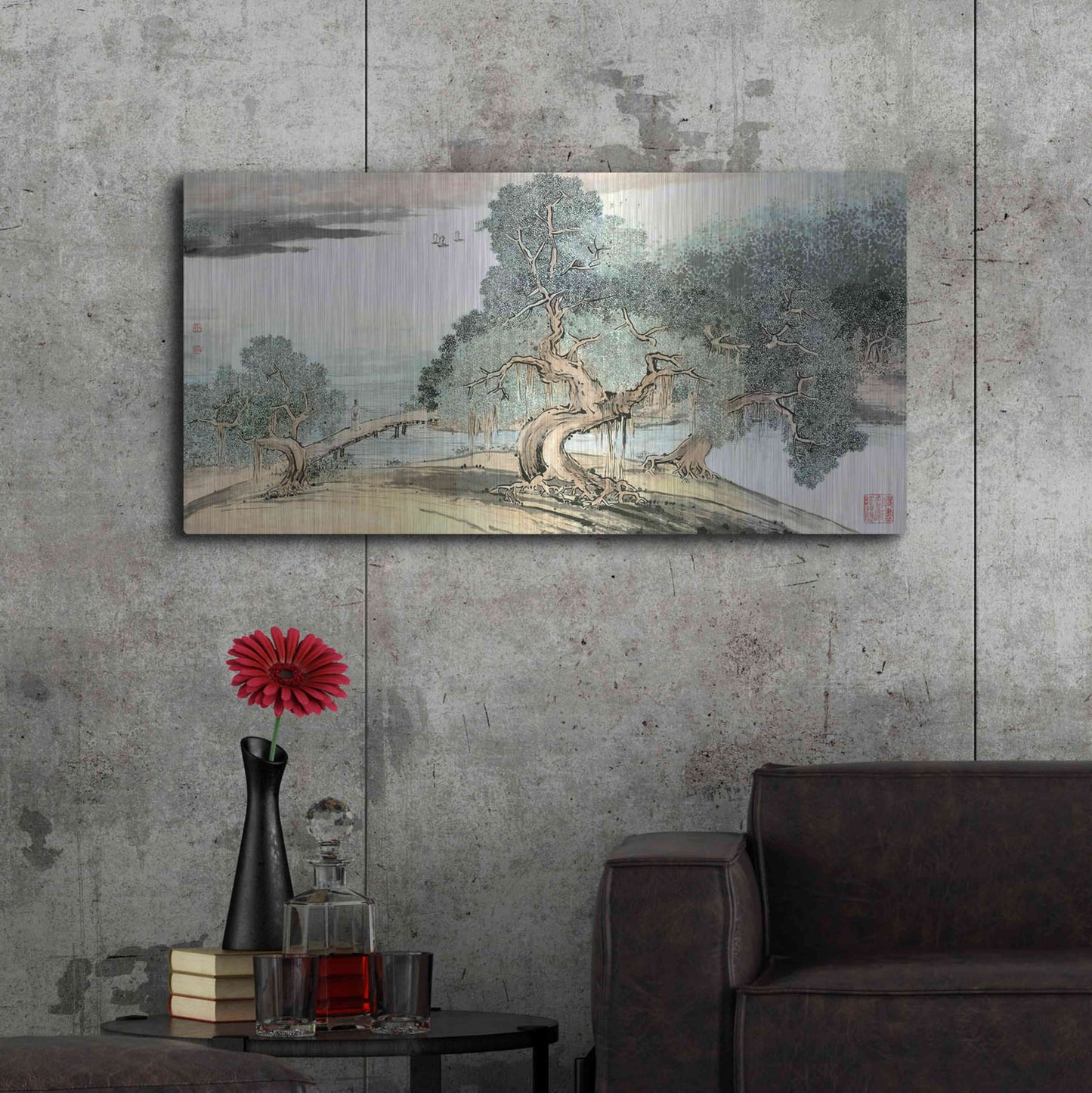 Luxe Metal Art 'A Stroll Along the Riverbank' by River Han, Metal Wall Art,48x24