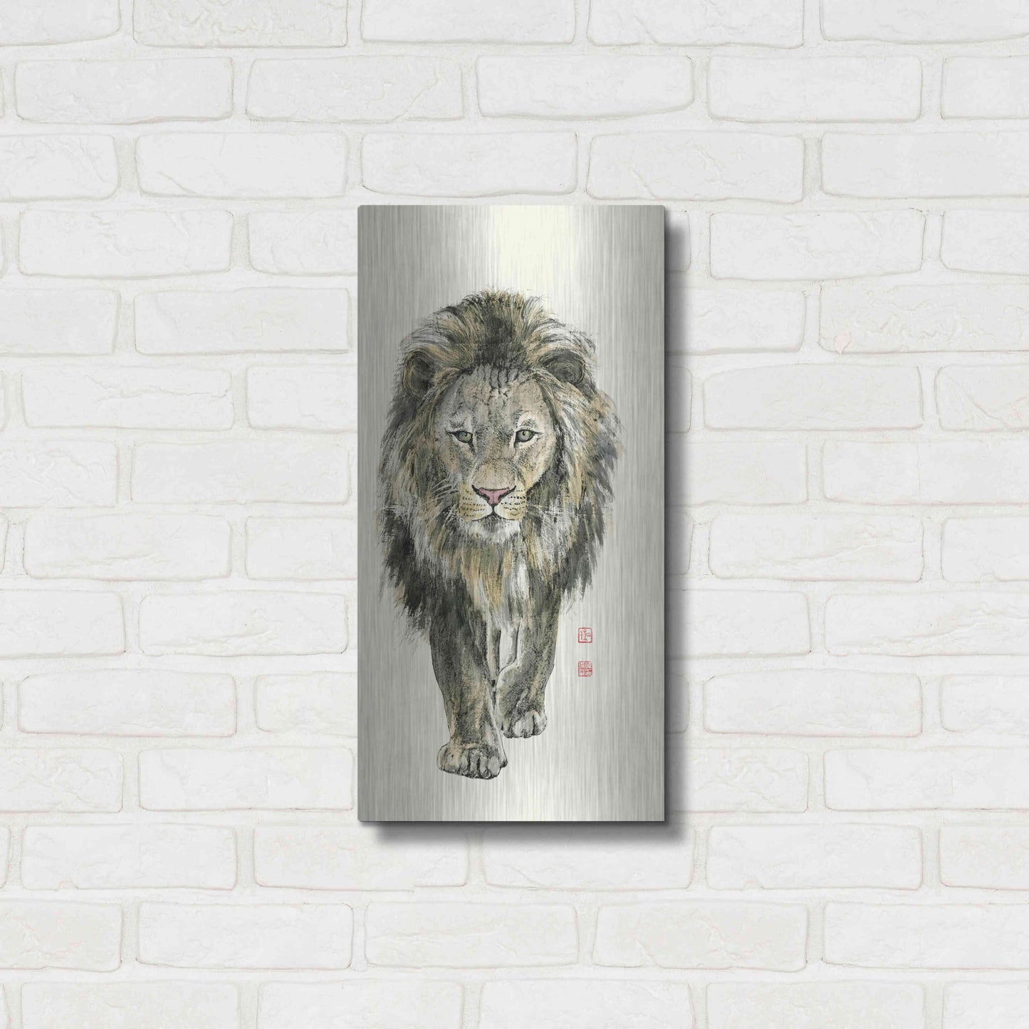 Luxe Metal Art 'Majestic King of the Jungle' by River Han, Metal Wall Art,12x24