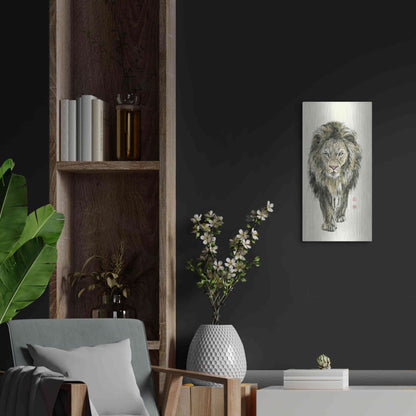 Luxe Metal Art 'Majestic King of the Jungle' by River Han, Metal Wall Art,12x24