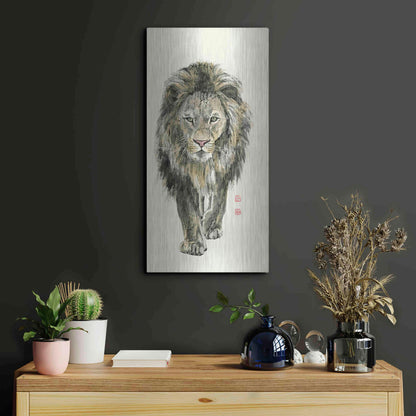 Luxe Metal Art 'Majestic King of the Jungle' by River Han, Metal Wall Art,12x24