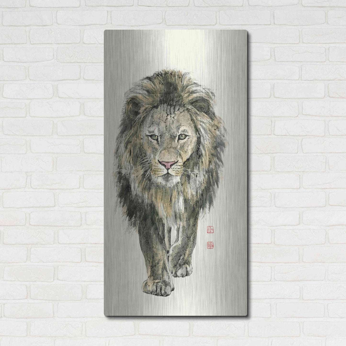 Luxe Metal Art 'Majestic King of the Jungle' by River Han, Metal Wall Art,24x48