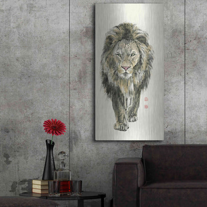Luxe Metal Art 'Majestic King of the Jungle' by River Han, Metal Wall Art,24x48