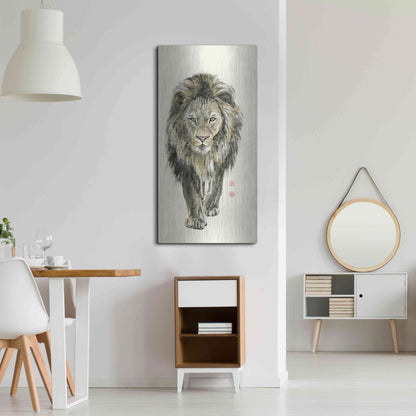 Luxe Metal Art 'Majestic King of the Jungle' by River Han, Metal Wall Art,24x48