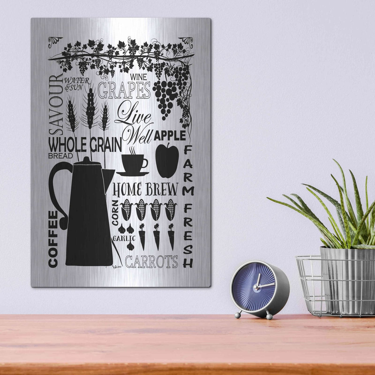 'Culinary Love 2 in B&W' by Leslie Fuqua – Metal Wall Art, 12x16 room view