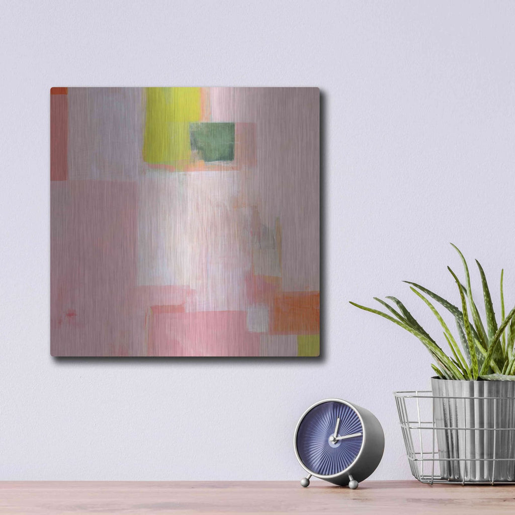 'Pink Squares' by Melissa Donoho – Metal Wall Art, 12x12 room view