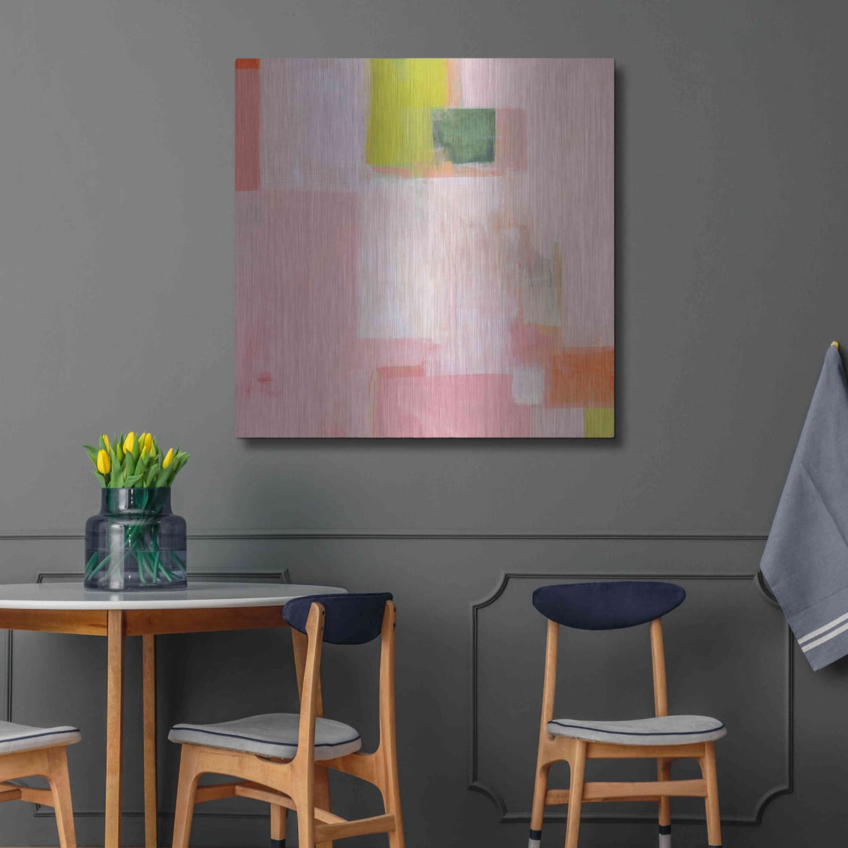 'Pink Squares' by Melissa Donoho – Metal Wall Art, 36x36 room view