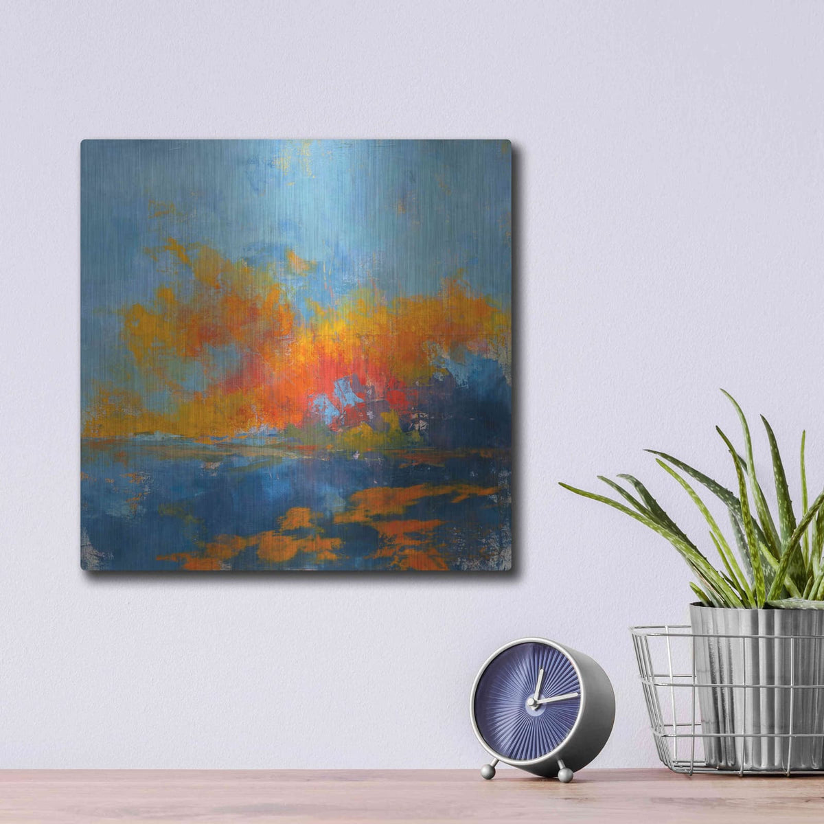 'Blue on Blue' by Patrick Dennis – Metal Wall Art, 12x12 room view