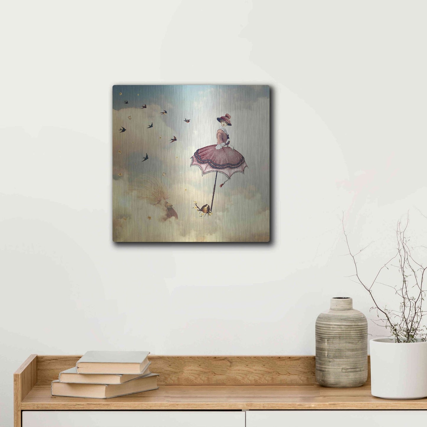 Luxe Metal Art 'Another Kind of Mary Poppins' by Paula Belle Flores, Metal Wall Art,12x12