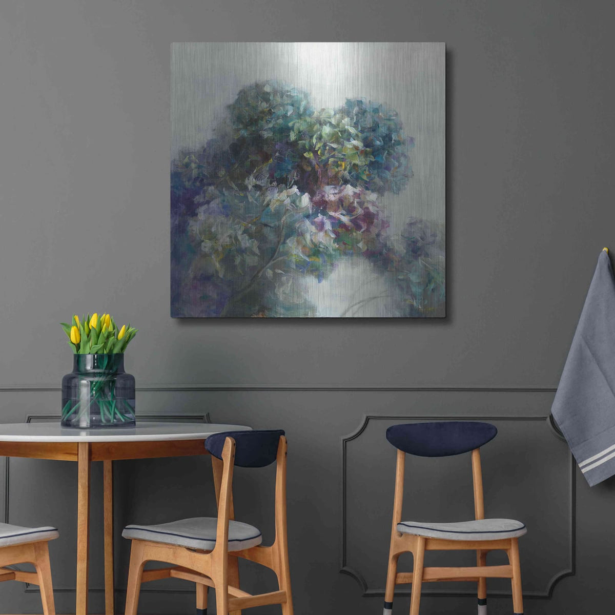 'Abstract Hydrangea' by Danhui Nai – Metal Wall Art, 36x36 room view