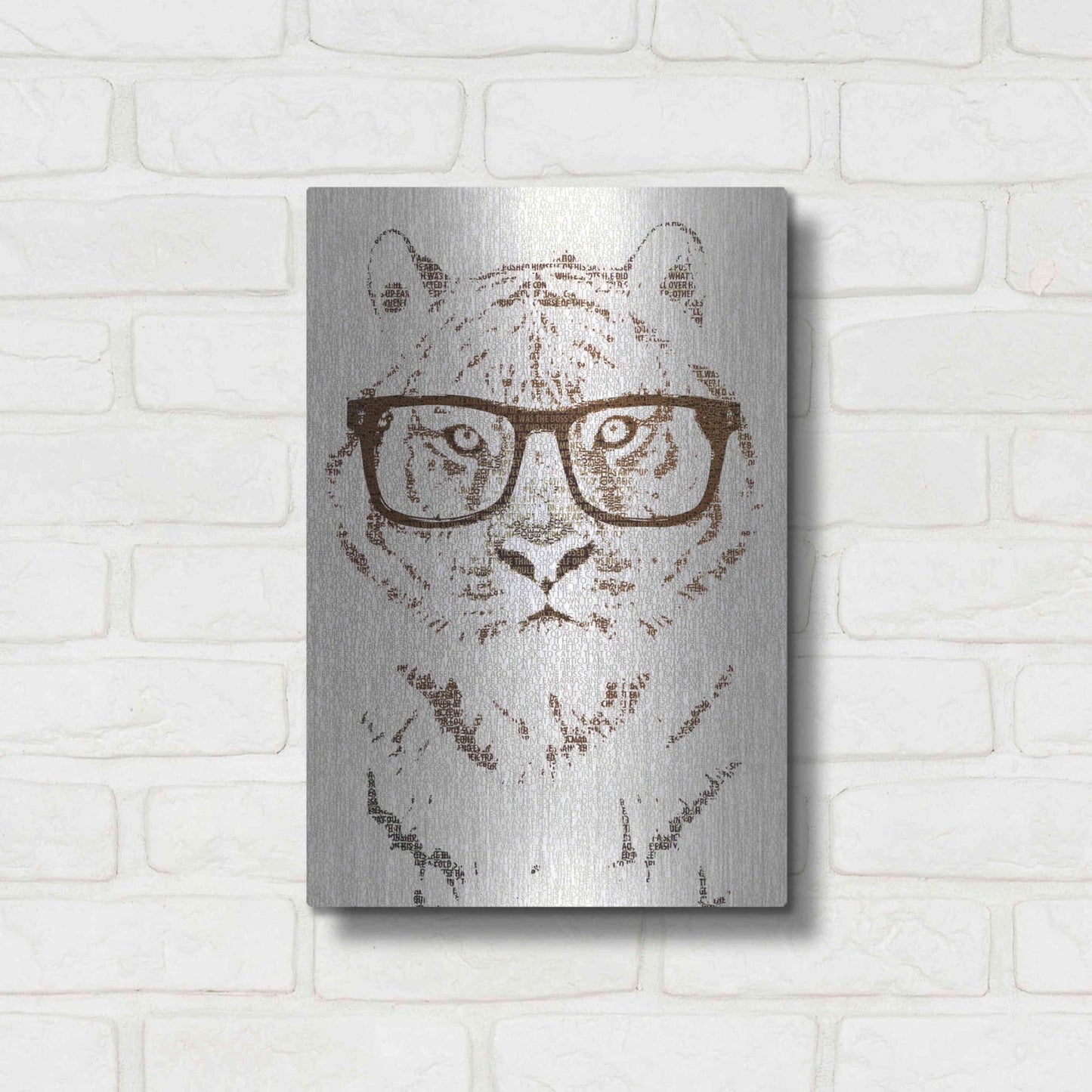 Luxe Metal Art 'Hipster Tiger' by Paula Belle Flores, Metal Wall Art,12x16