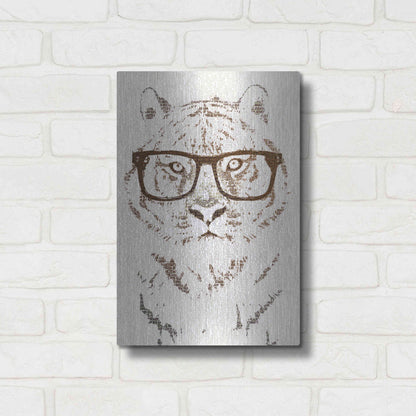 Luxe Metal Art 'Hipster Tiger' by Paula Belle Flores, Metal Wall Art,12x16