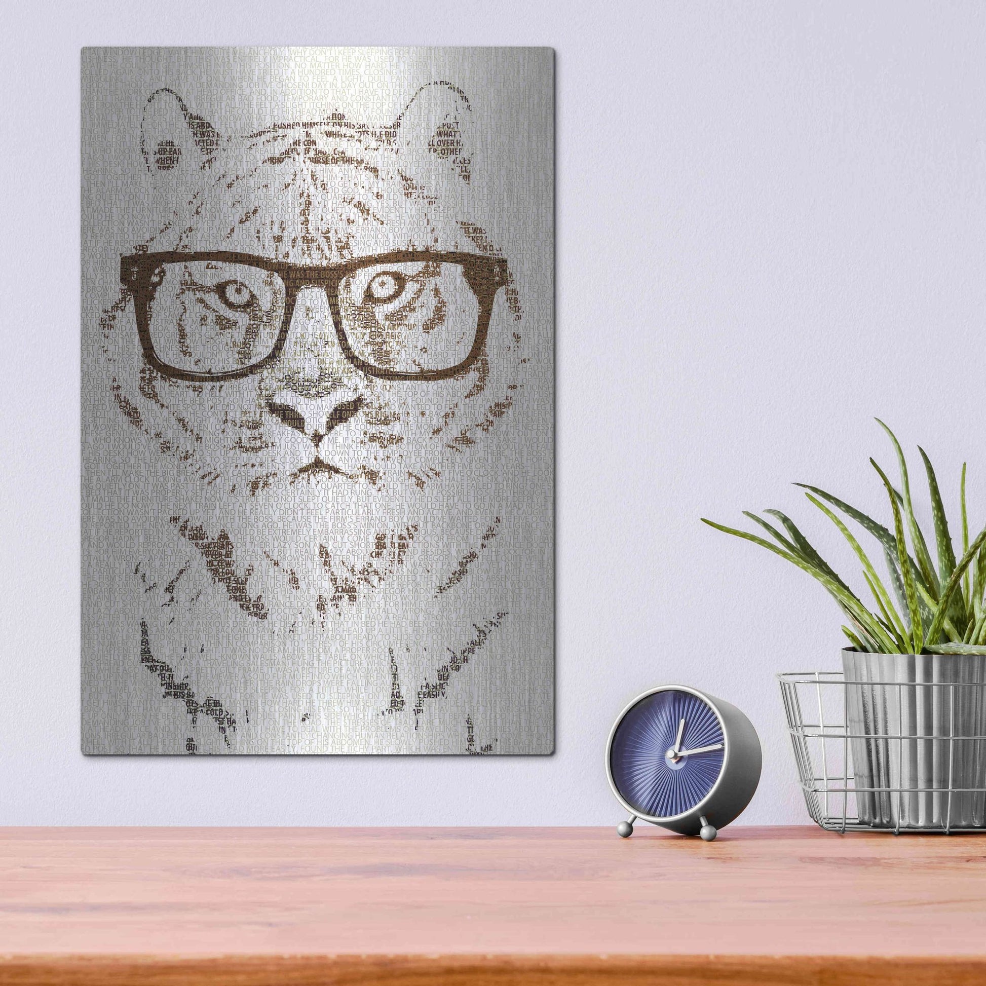 Luxe Metal Art 'Hipster Tiger' by Paula Belle Flores, Metal Wall Art,12x16