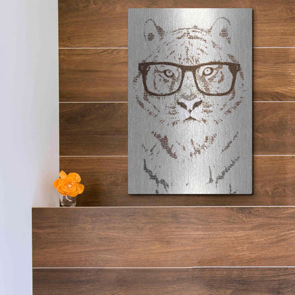 Luxe Metal Art 'Hipster Tiger' by Paula Belle Flores, Metal Wall Art,12x16
