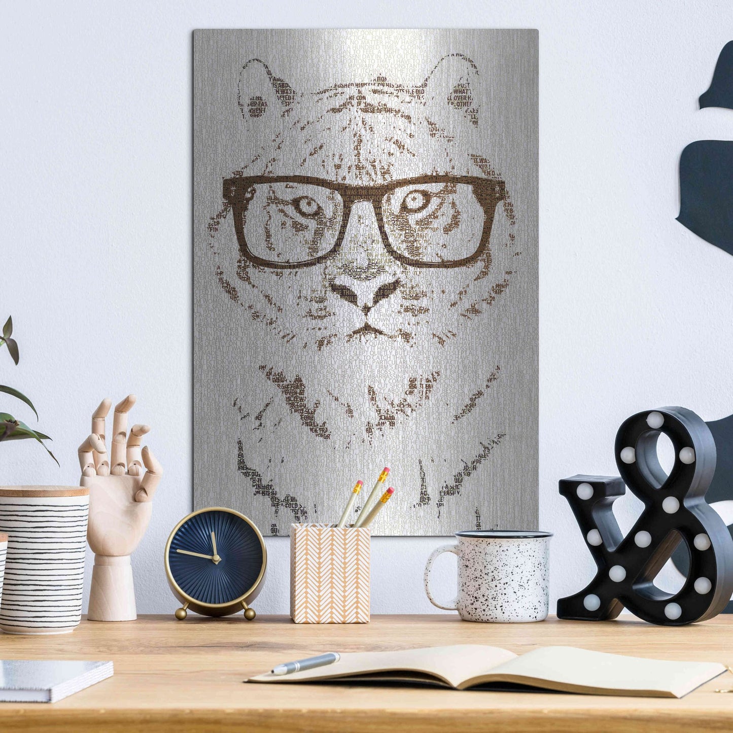 Luxe Metal Art 'Hipster Tiger' by Paula Belle Flores, Metal Wall Art,12x16