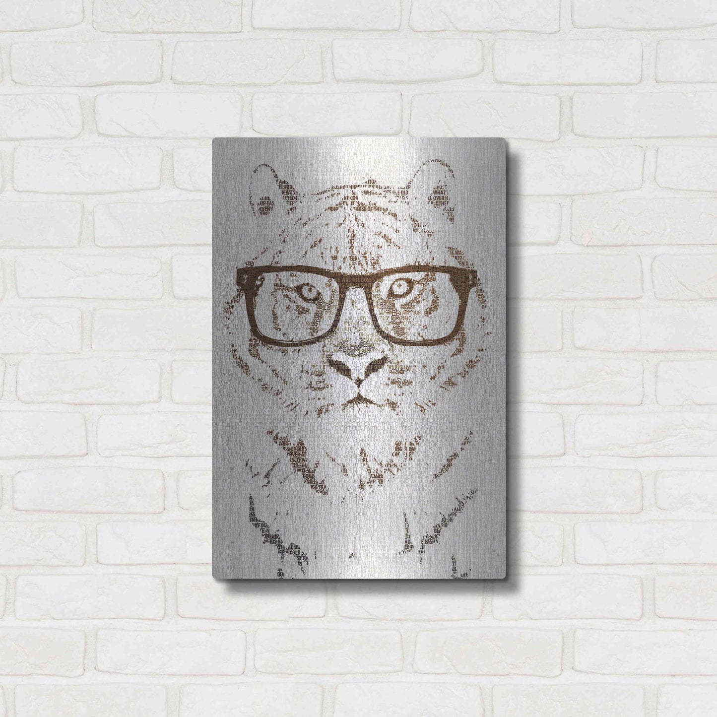 Luxe Metal Art 'Hipster Tiger' by Paula Belle Flores, Metal Wall Art,16x24