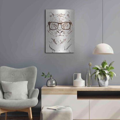 Luxe Metal Art 'Hipster Tiger' by Paula Belle Flores, Metal Wall Art,16x24