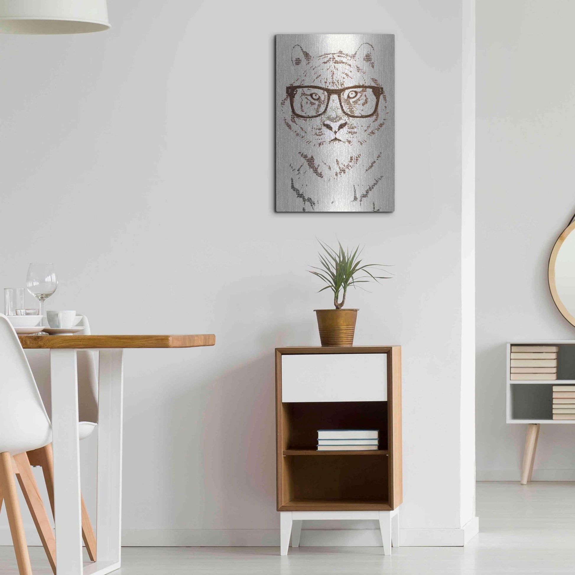 Luxe Metal Art 'Hipster Tiger' by Paula Belle Flores, Metal Wall Art,16x24