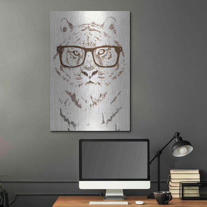 Luxe Metal Art 'Hipster Tiger' by Paula Belle Flores, Metal Wall Art,24x36