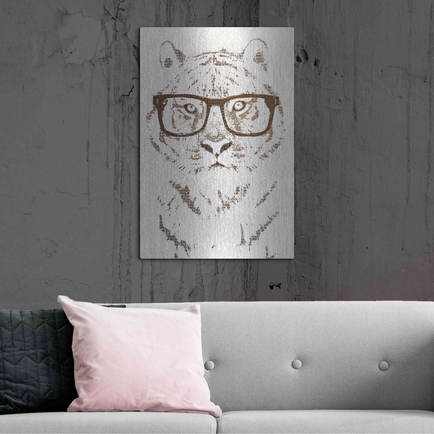 Luxe Metal Art 'Hipster Tiger' by Paula Belle Flores, Metal Wall Art,24x36