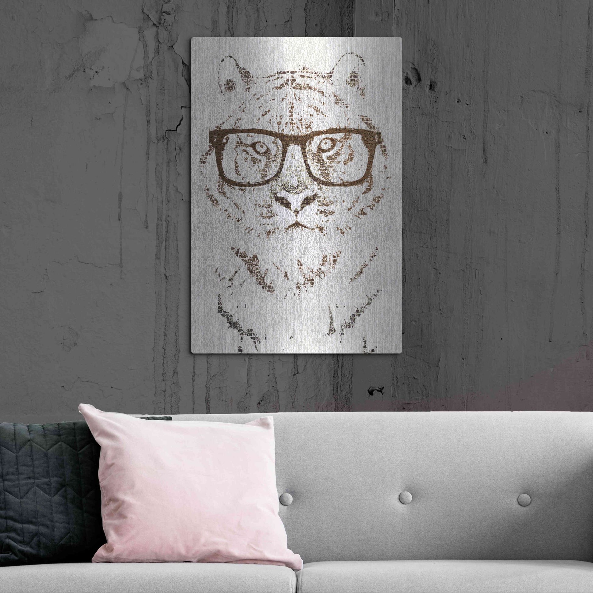 Luxe Metal Art 'Hipster Tiger' by Paula Belle Flores, Metal Wall Art,24x36