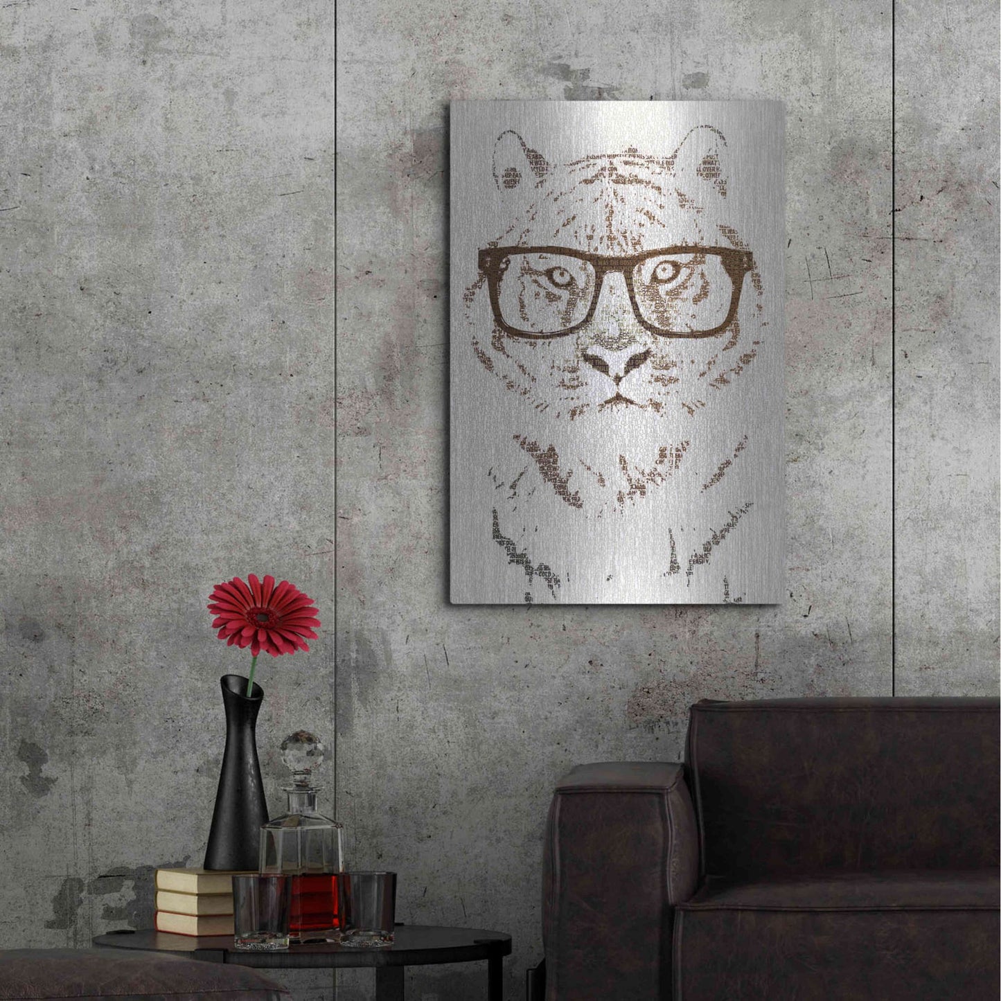 Luxe Metal Art 'Hipster Tiger' by Paula Belle Flores, Metal Wall Art,24x36