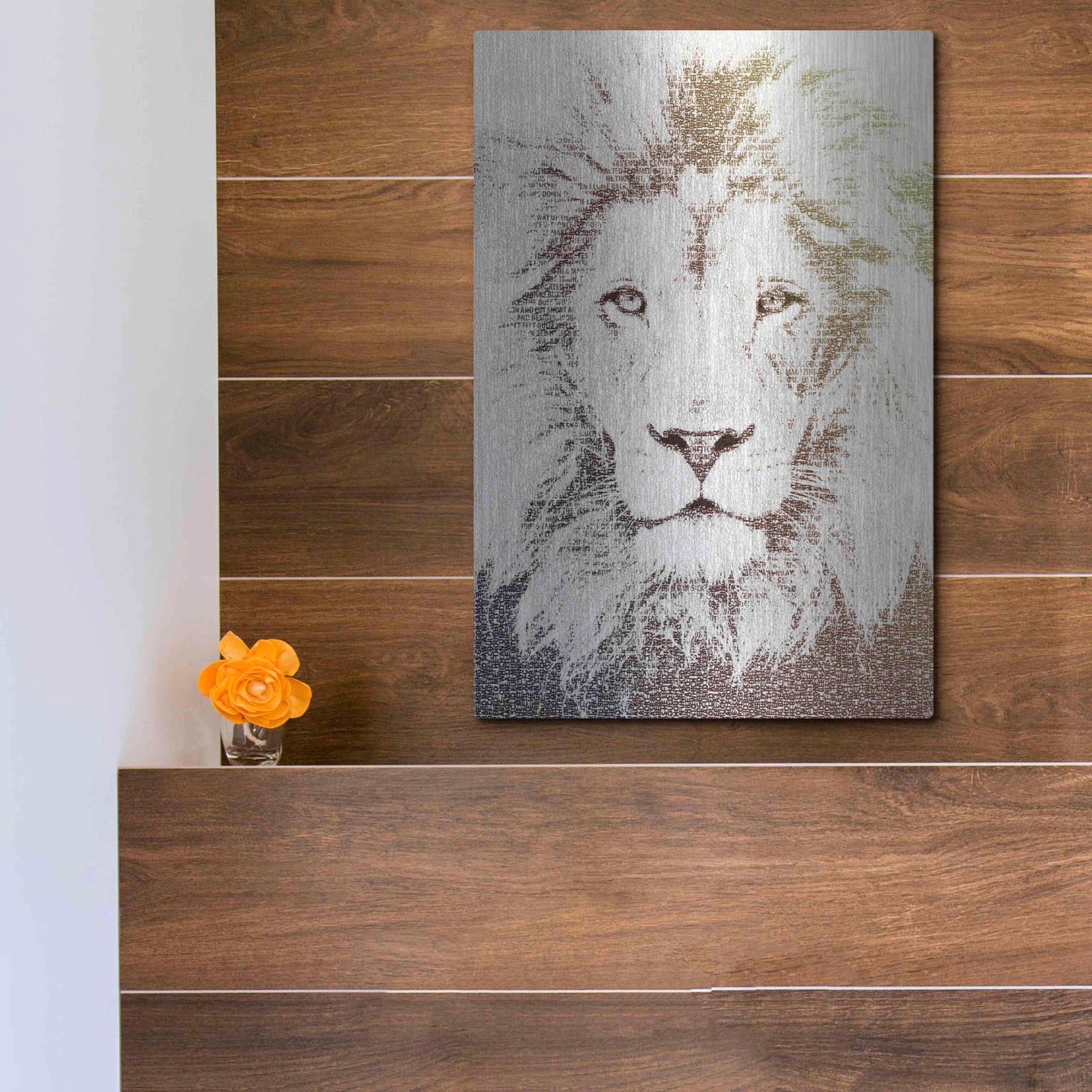 Luxe Metal Art 'Lion' by Paula Belle Flores, Metal Wall Art,12x16