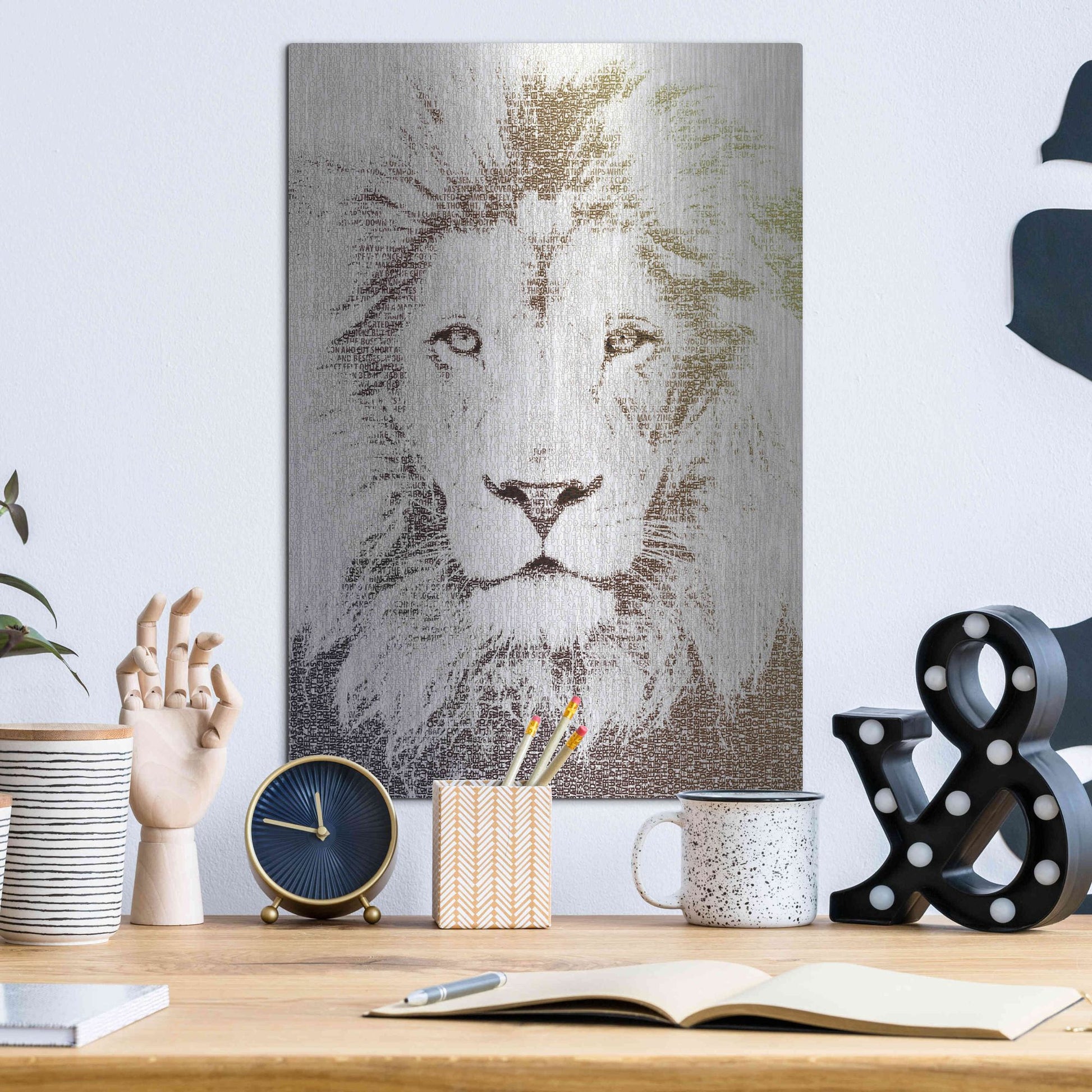 Luxe Metal Art 'Lion' by Paula Belle Flores, Metal Wall Art,12x16