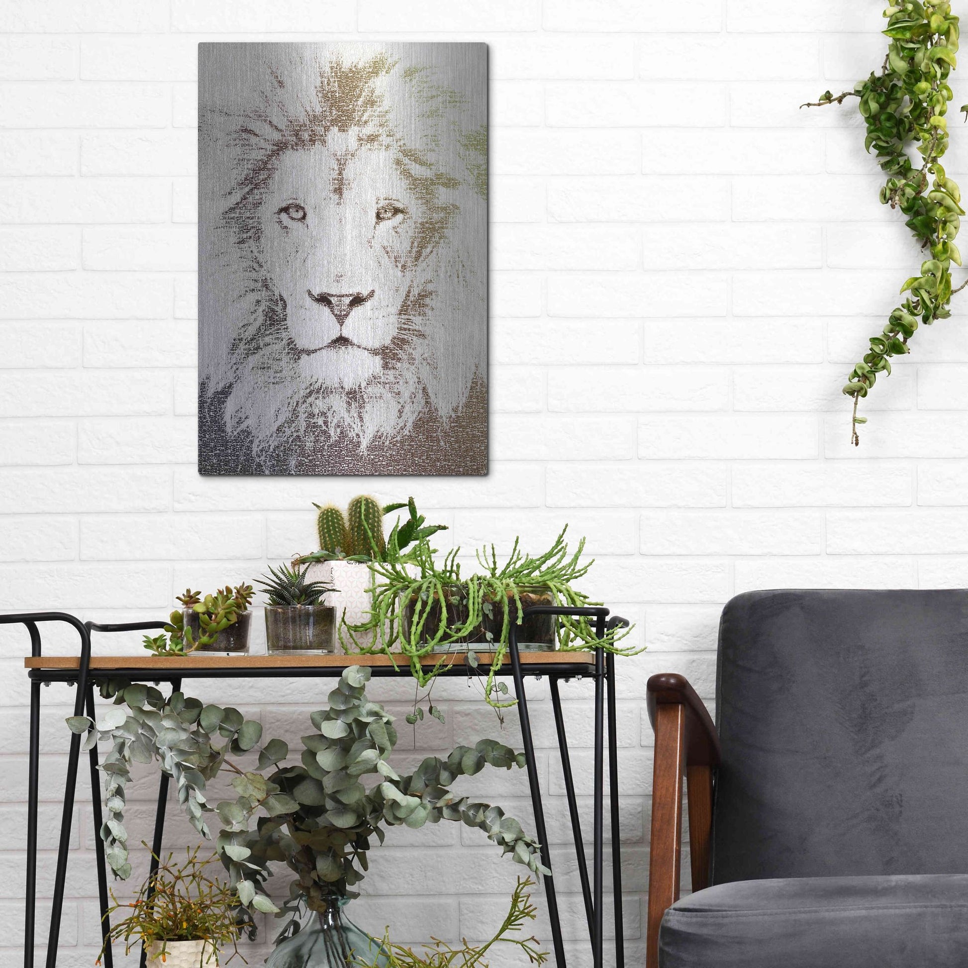 Luxe Metal Art 'Lion' by Paula Belle Flores, Metal Wall Art,12x16