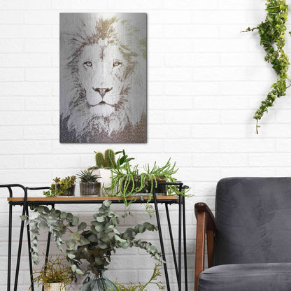 Luxe Metal Art 'Lion' by Paula Belle Flores, Metal Wall Art,12x16