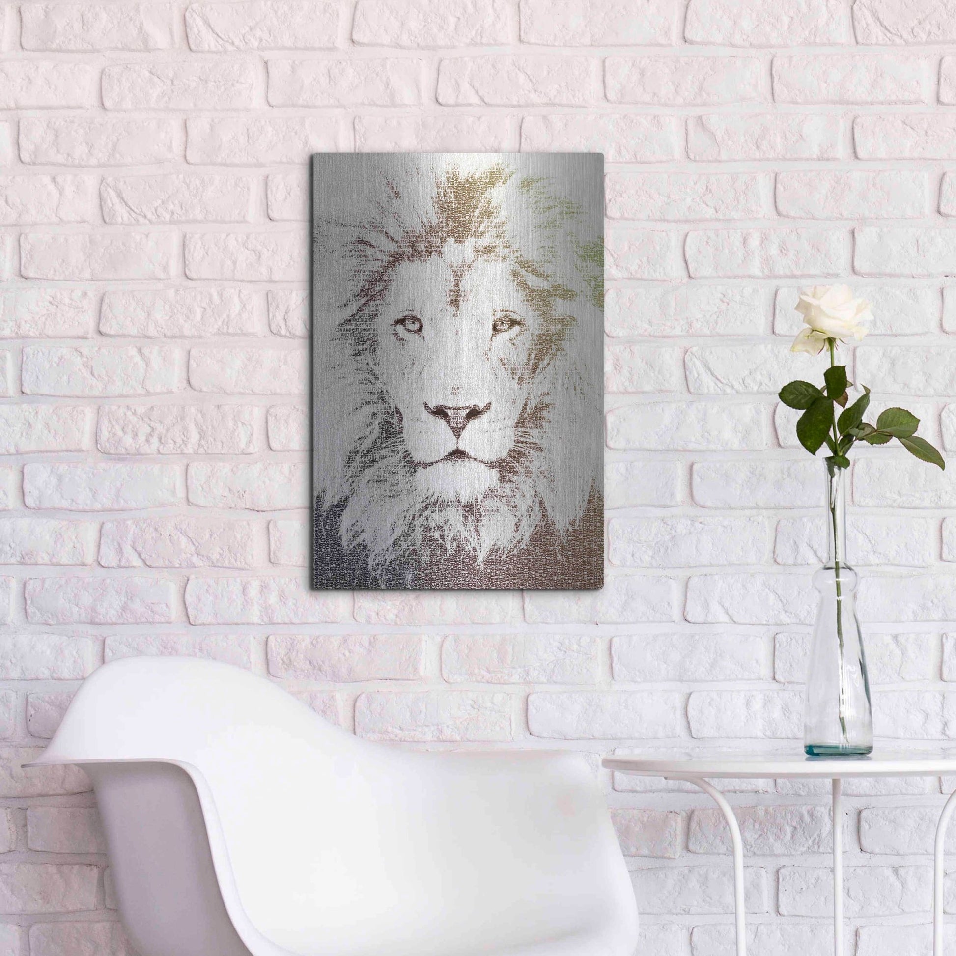Luxe Metal Art 'Lion' by Paula Belle Flores, Metal Wall Art,16x24